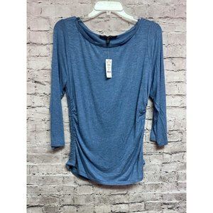 White House Black Market Women’s Blouse New 3/4”Sleeve Denim Blue $59 Sz L